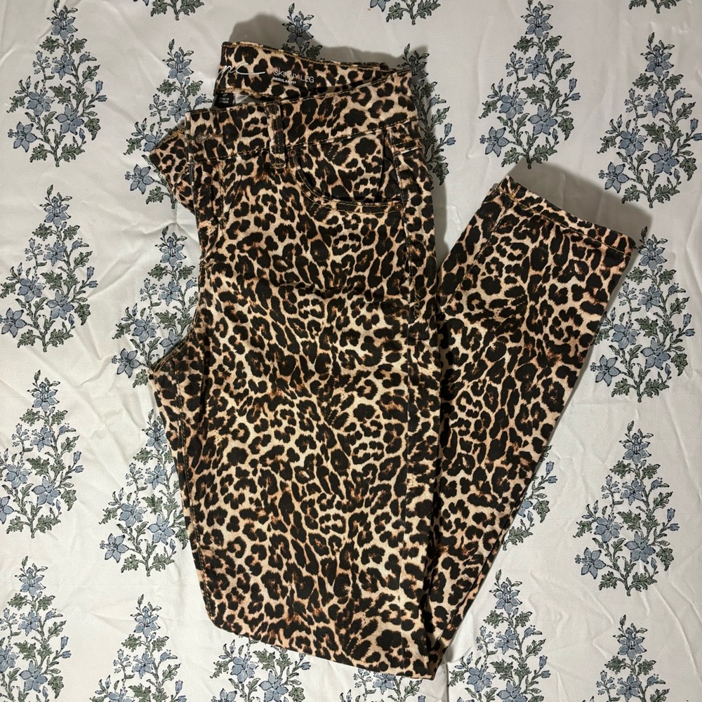 Leopard Print Skinny Leg Regular Fit Jeans